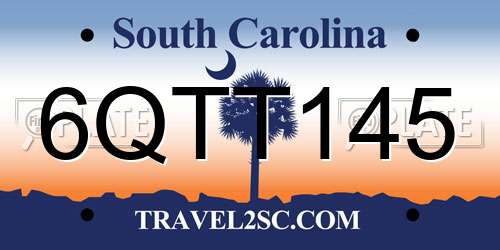 6QTT145 South Carolina License Plate