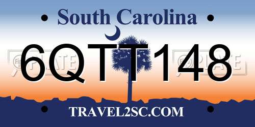 6QTT148 South Carolina License Plate