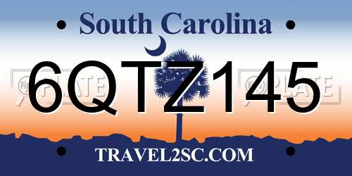 6QTZ145 South Carolina License Plate