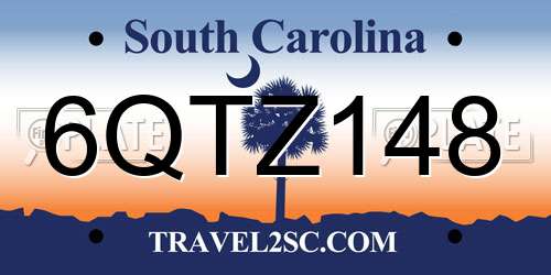 6QTZ148 South Carolina License Plate