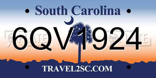 6QV1924 South Carolina License Plate