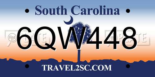 6QW448 South Carolina License Plate