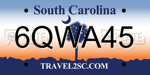 6QWA45 South Carolina License Plate