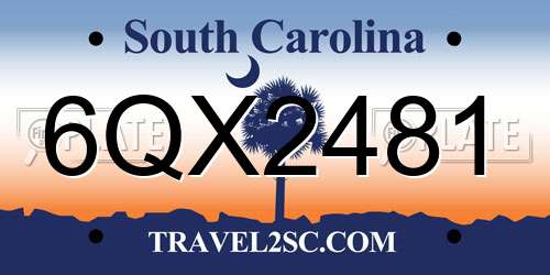 6QX2481 South Carolina License Plate