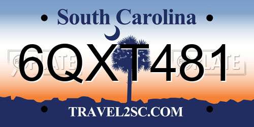 6QXT481 South Carolina License Plate