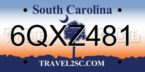 6QXZ481 South Carolina License Plate