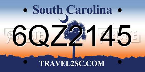 6QZ2145 South Carolina License Plate