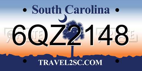 6QZ2148 South Carolina License Plate