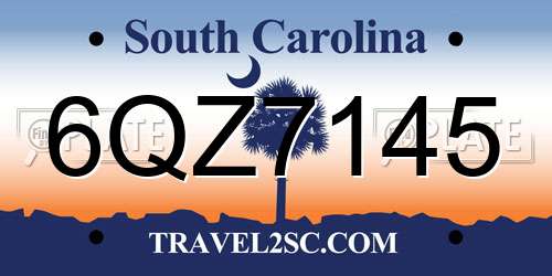 6QZ7145 South Carolina License Plate