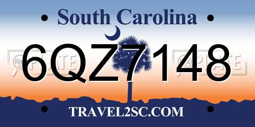 6QZ7148 South Carolina License Plate