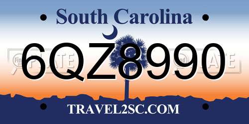 6QZ8990 South Carolina License Plate