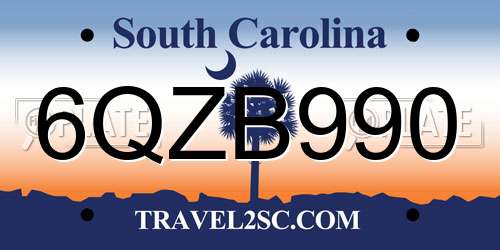 6QZB990 South Carolina License Plate