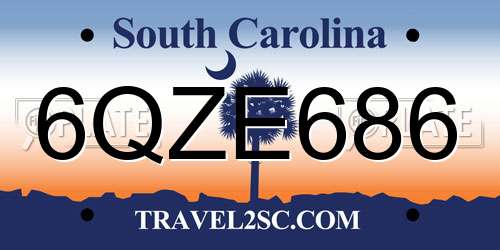 6QZE686 South Carolina License Plate