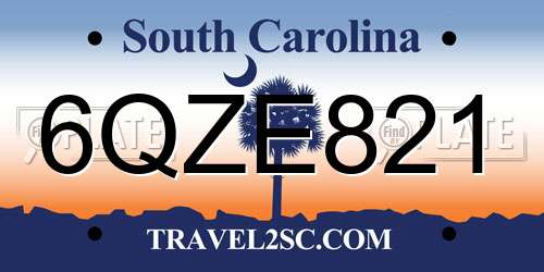 6QZE821 South Carolina License Plate