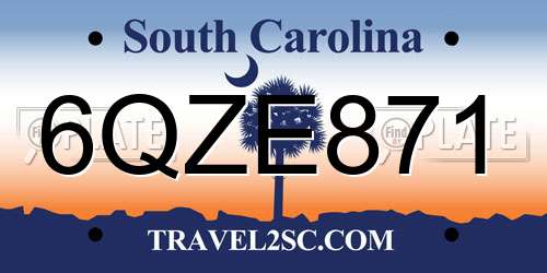 6QZE871 South Carolina License Plate