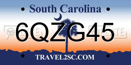 6QZG45 South Carolina License Plate