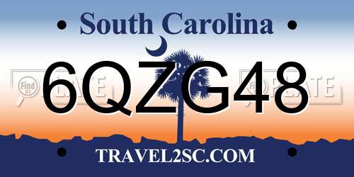 6QZG48 South Carolina License Plate
