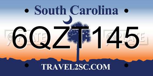 6QZT145 South Carolina License Plate