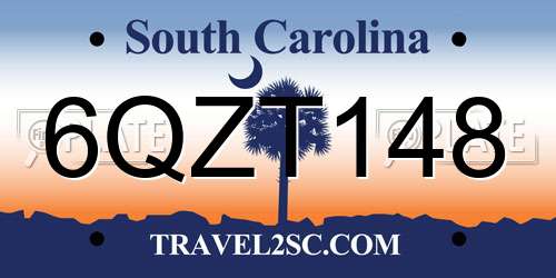 6QZT148 South Carolina License Plate