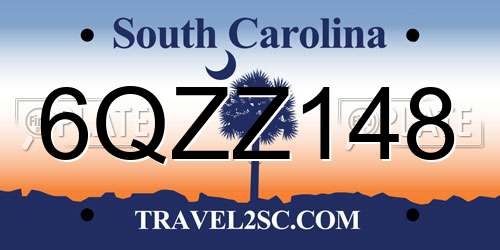 6QZZ148 South Carolina License Plate