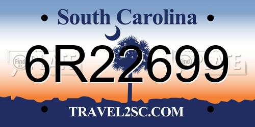6R22699 South Carolina License Plate