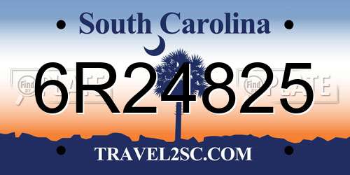 6R24825 South Carolina License Plate