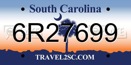 6R27699 South Carolina License Plate