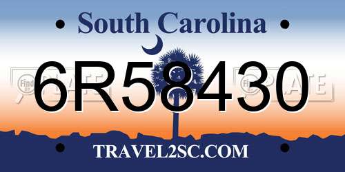 6R58430 South Carolina License Plate