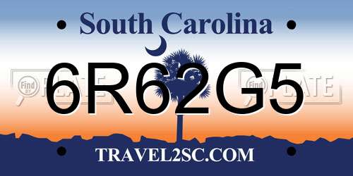 6R62G5 South Carolina License Plate