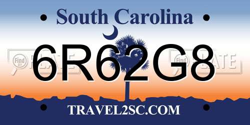 6R62G8 South Carolina License Plate