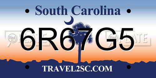 6R67G5 South Carolina License Plate