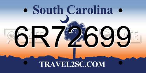 6R72699 South Carolina License Plate