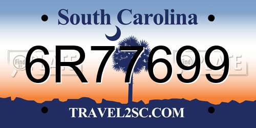 6R77699 South Carolina License Plate