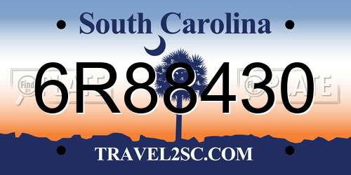 6R88430 South Carolina License Plate