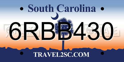 6RBB430 South Carolina License Plate