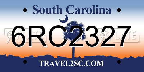 6RC2327 South Carolina License Plate
