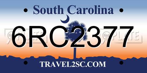 6RC2377 South Carolina License Plate