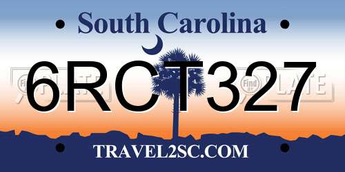 6RCT327 South Carolina License Plate