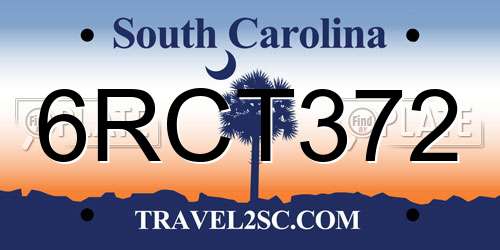 6RCT372 South Carolina License Plate