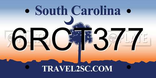 6RCT377 South Carolina License Plate