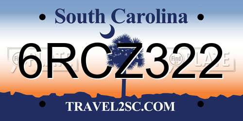 6RCZ322 South Carolina License Plate