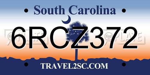 6RCZ372 South Carolina License Plate