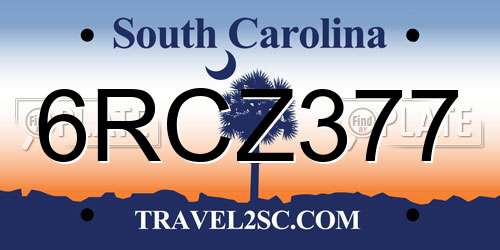 6RCZ377 South Carolina License Plate