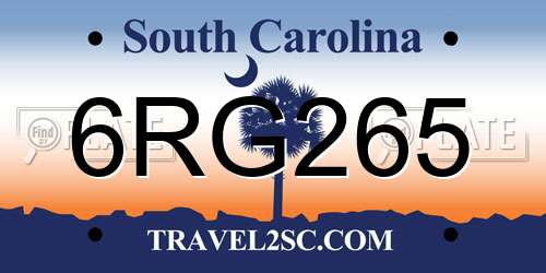 6RG265 South Carolina License Plate