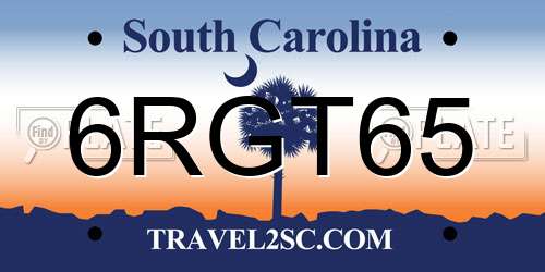 6RGT65 South Carolina License Plate