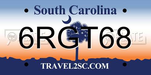 6RGT68 South Carolina License Plate