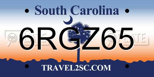 6RGZ65 South Carolina License Plate