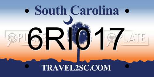 6RI017 South Carolina License Plate