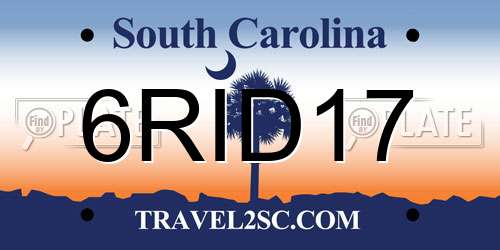 6RID17 South Carolina License Plate