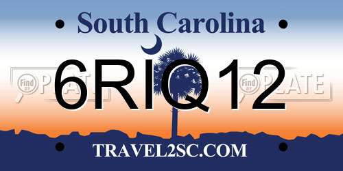 6RIQ12 South Carolina License Plate
